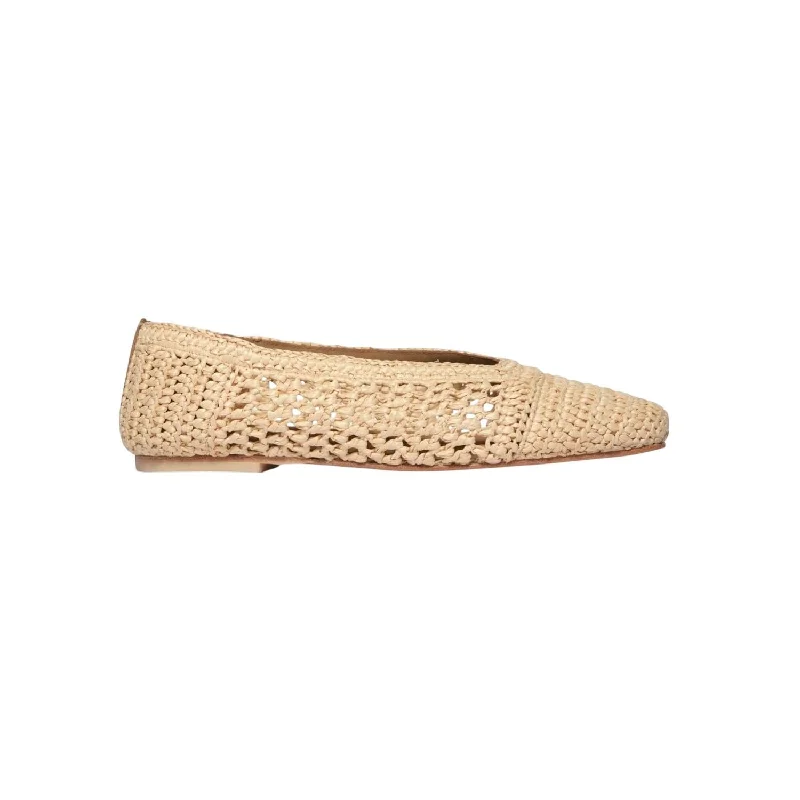 Women Jessie Ballet Flat Shoes In Natural Raffia