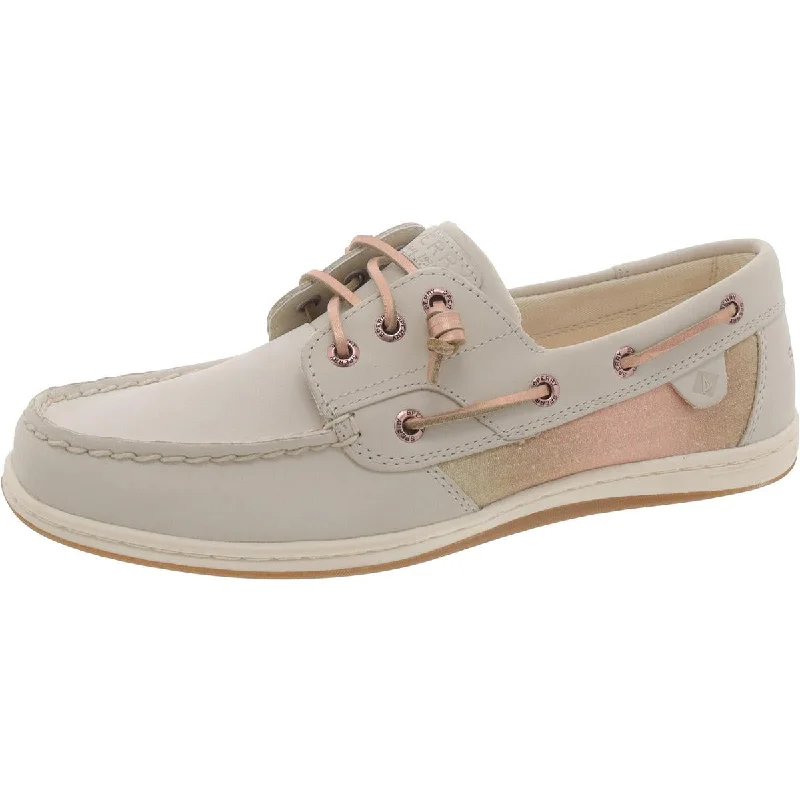 Womens Leather Flat Boat Shoes