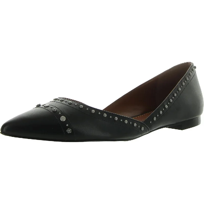 Womens Leather Pointed Toe Ballet Flats