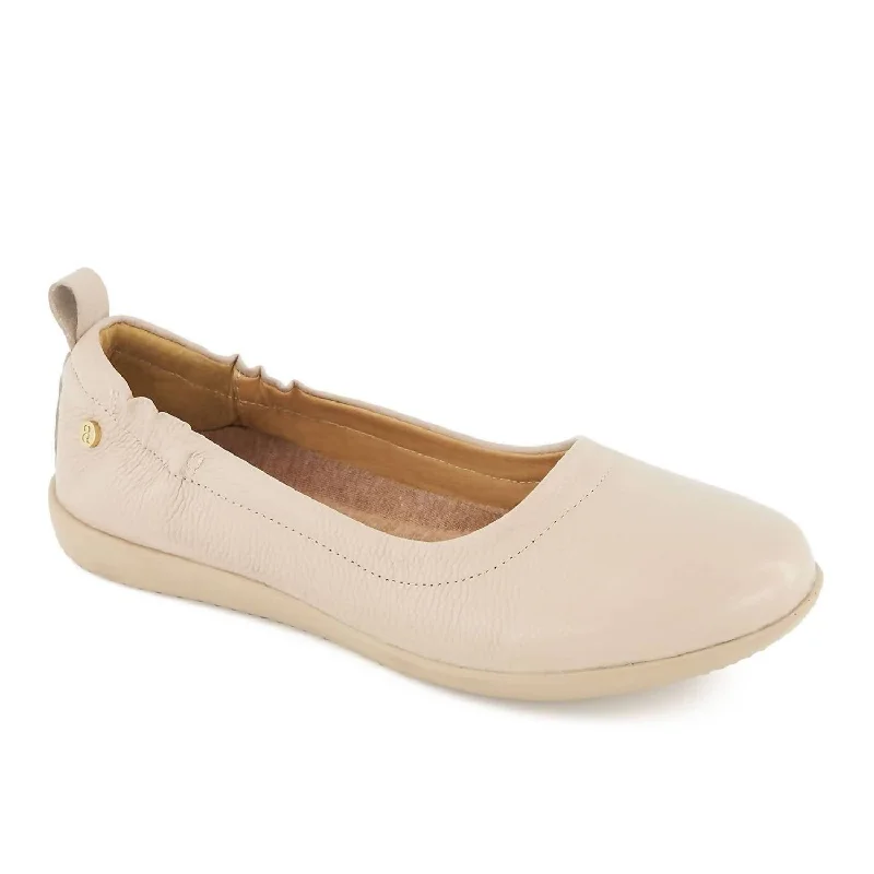 Women's Luxury Comfort Leather Ballerina Shoes In Beige