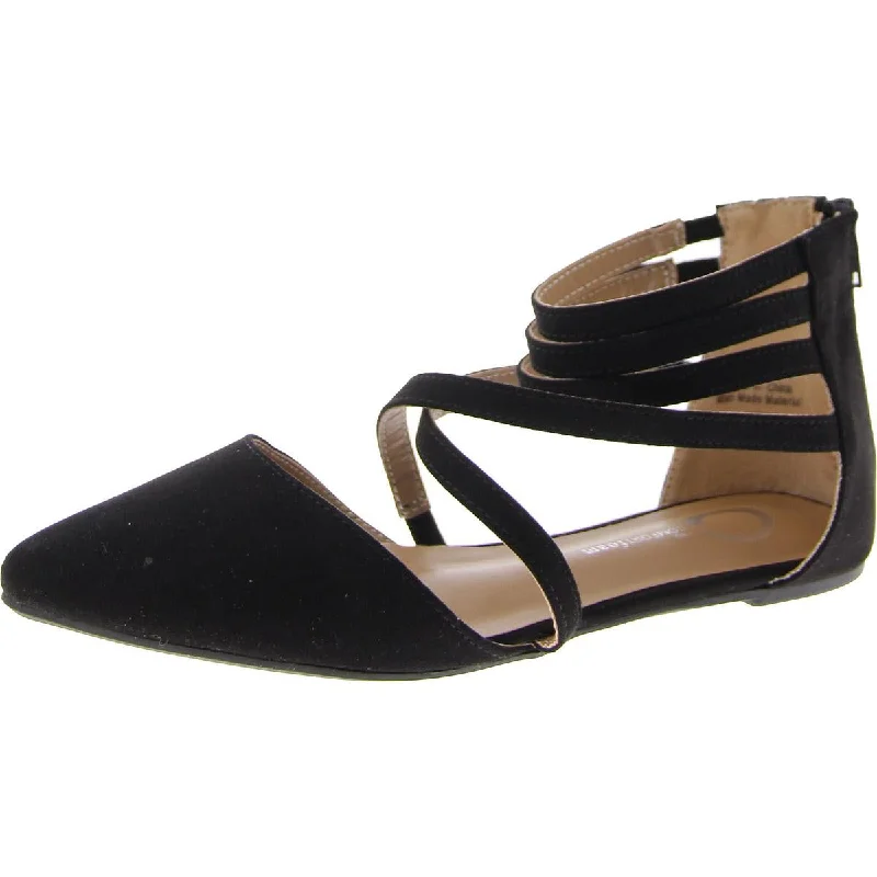 Womens Pointed Toe Slip On Ankle Strap