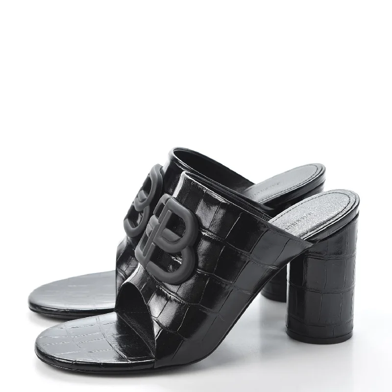 Balenciaga Croc Embossed Slide Sandal 'Black'