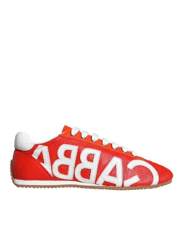 Dolce & Gabbana  Portofino Sneakers Red Leather Lace-Up Men's Casual Shoes