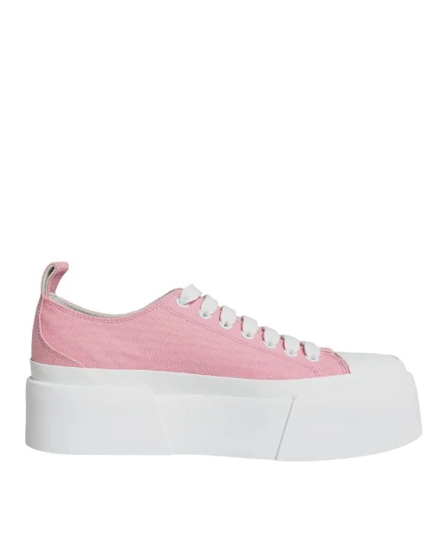 Dolce & Gabbana Canvas Logo Low Top Sneakers with Lace-Up Closure