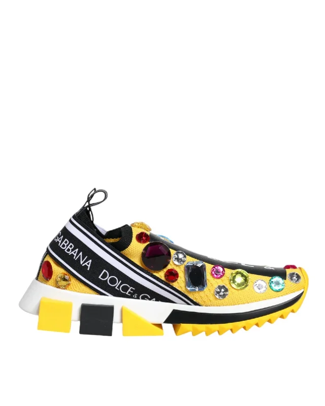 Dolce & Gabbana Sorrento Crystals Low Top Sneakers with Rhinestones and Rubber Sole