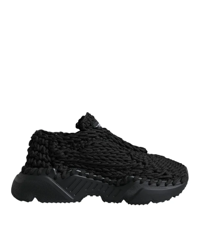 Dolce & Gabbana Knitted Low Top Daymaster Sneakers with Rubber Sole and Lace-Up Closure