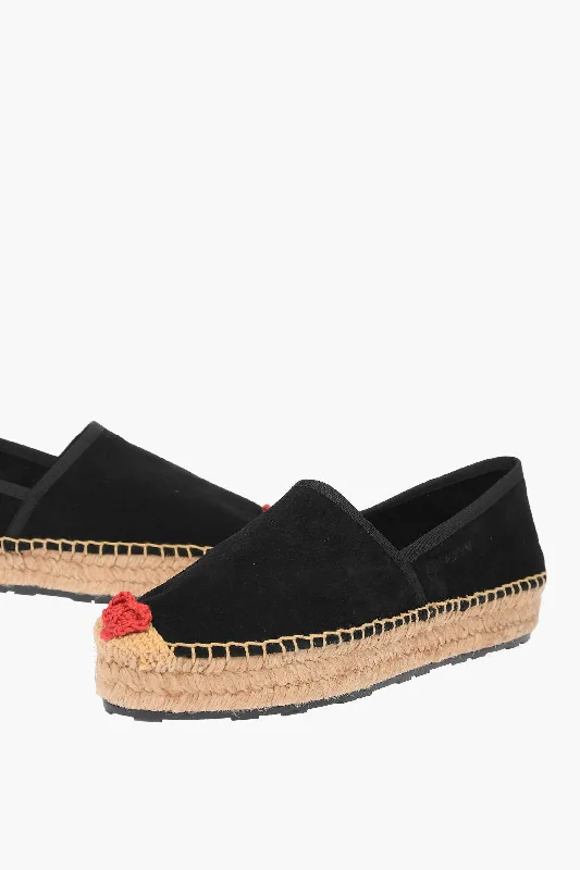 Moschino LOVE Suede Split Leather Platform Espadrilles with Heart Emd 37 Shoes EU