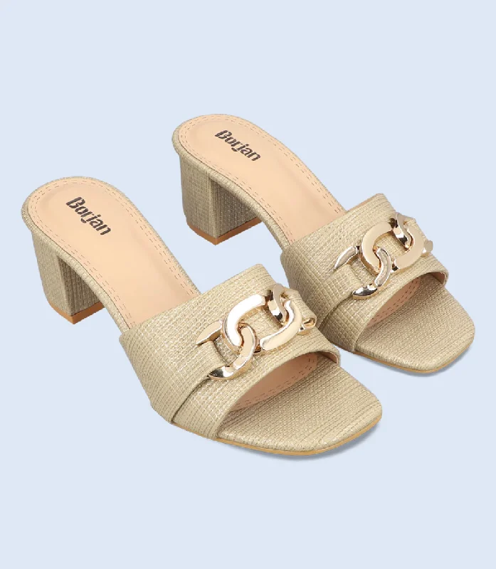 BW9351-GOLDEN-Women Casual Slipper Heels