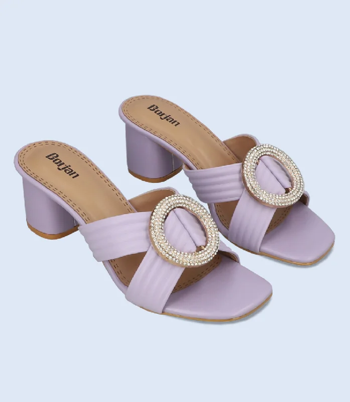 BW9363-LILAC-Women Casual Slipper Heels