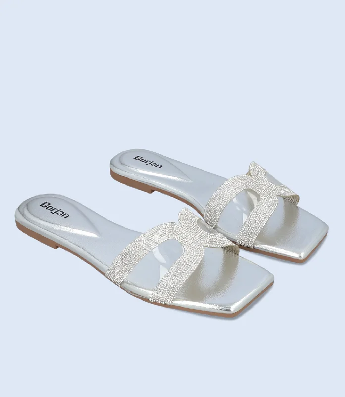 BW9449-SILVER-Women Formal Slippers