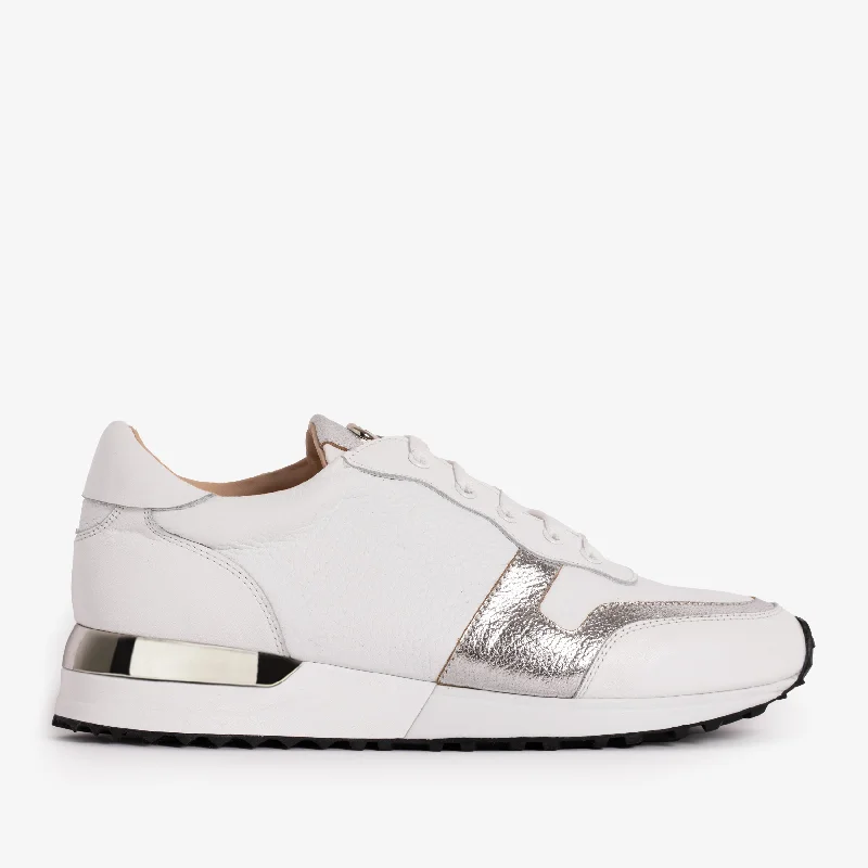 The Masal White Leather Women Sneaker