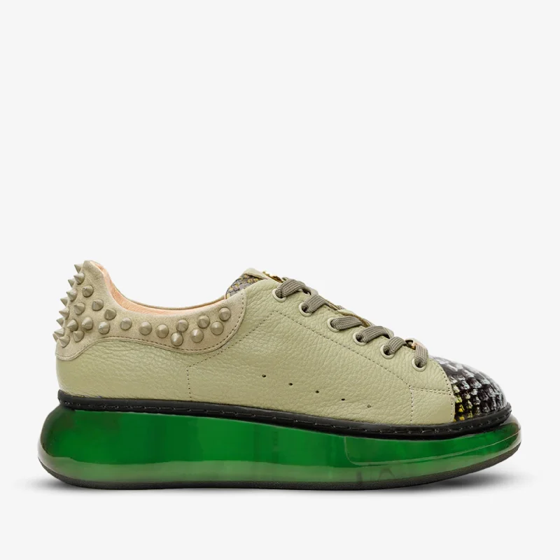 The Venezia Green Leather Women Sneaker